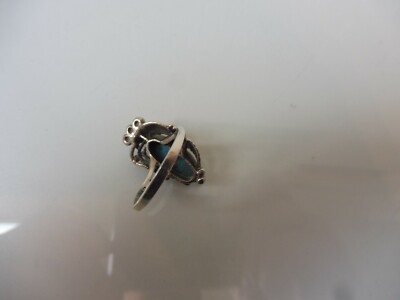 Bague Ancienne En Argent Avec Deux Turquoises - Style Indien Ou Bohème - Taille Variable