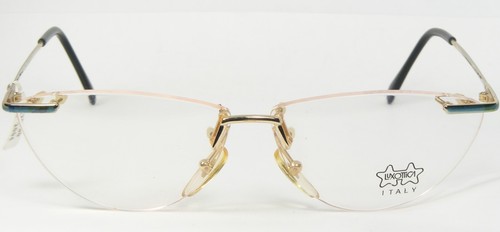 Vintage LUXOTTICA 7571 G385 GEP 18K GOLD EYEGLASSES GLASSES 57-20-135mm Italy - Picture 2 of 14