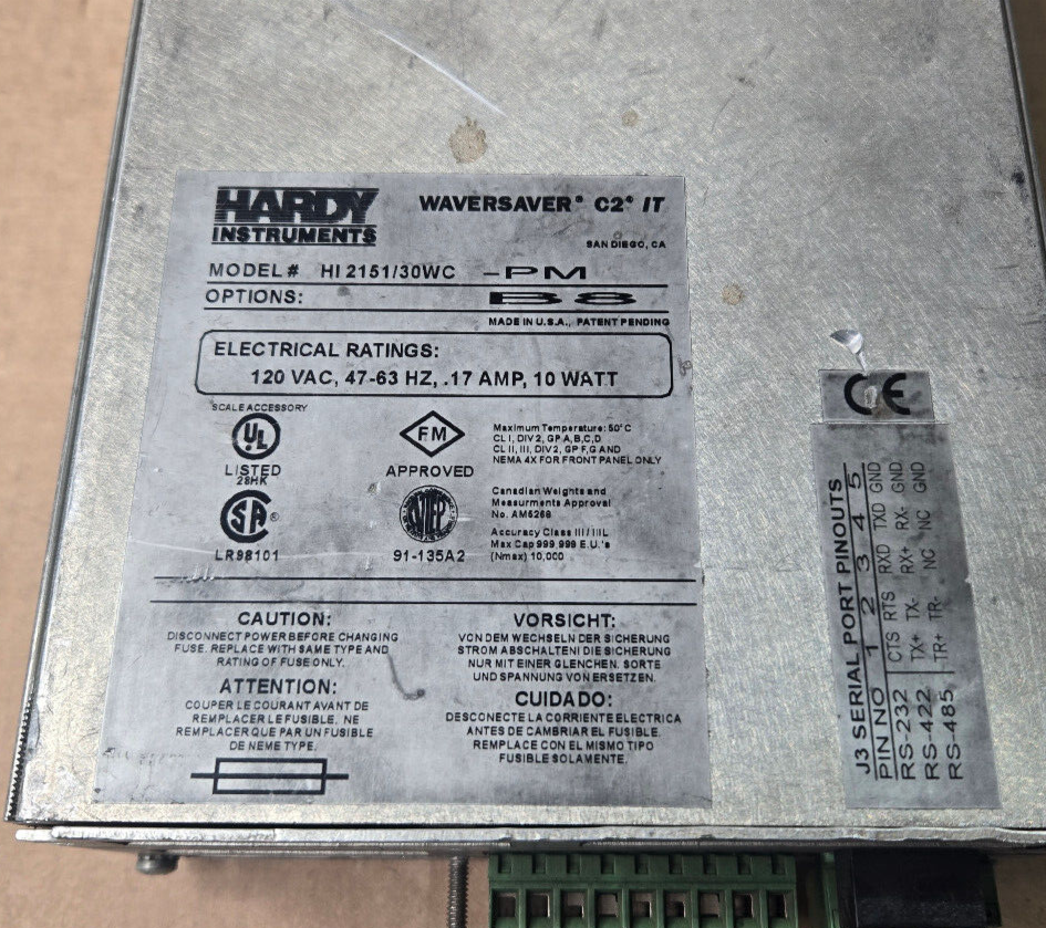 Hardy Instruments Waversaver C2 IT HI 2151/30WC Weight Controller Power