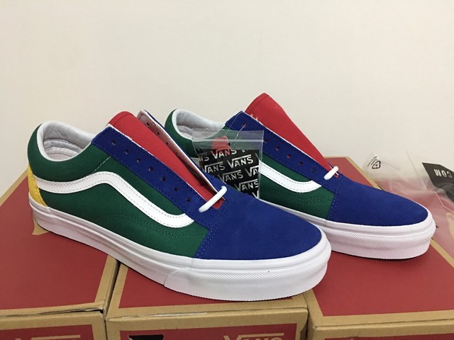 green red yellow blue vans