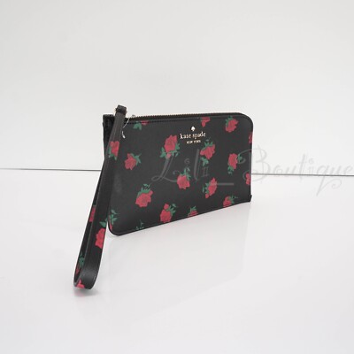 NWT Kate Spade KE634 Lucy Medium L-Zip Wristlet Saffiano Ditsy