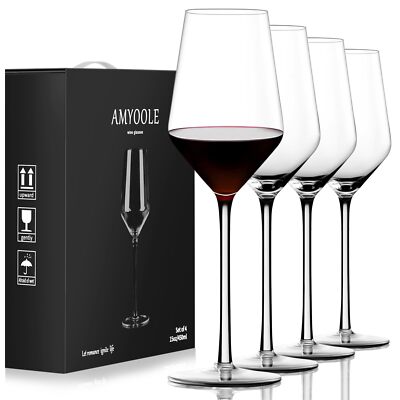 Red Wine Glasses Set of 415 oz Lead-Free Crystal Clear Wine Glass Hand-Blown ...