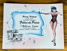 BELLEVUE CASINO RARE GIRLIE CABARET SOUVENIR PHOTO HOLDER Canada Folies De Paris