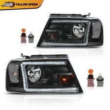 Led Drl Headlights Assembly Fit For 2004-2008 Ford F150 Lincoln Mark Lt Black