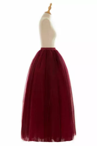 5 Layer Tulle Long Skirt Tutu Women Maxi Wedding Skirts Party Prom Underskirt 11 - Picture 19 of 39