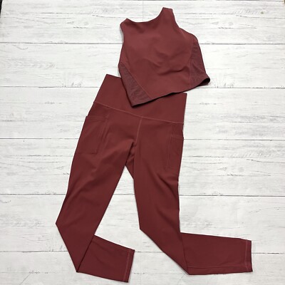 Athleta Salutation Stash Pocket 2 Athletic Set Leggings and Sport Bra Size XSP