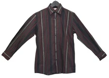 Perry Ellis Long Sleeve Shirt Graphic Cranberry European Fabric Men's Small