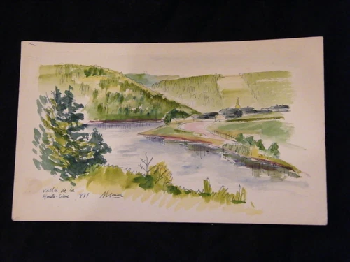 Vallée Haute Seine André Simon 1926-2014 1961 Artist Lorrain Watercolor