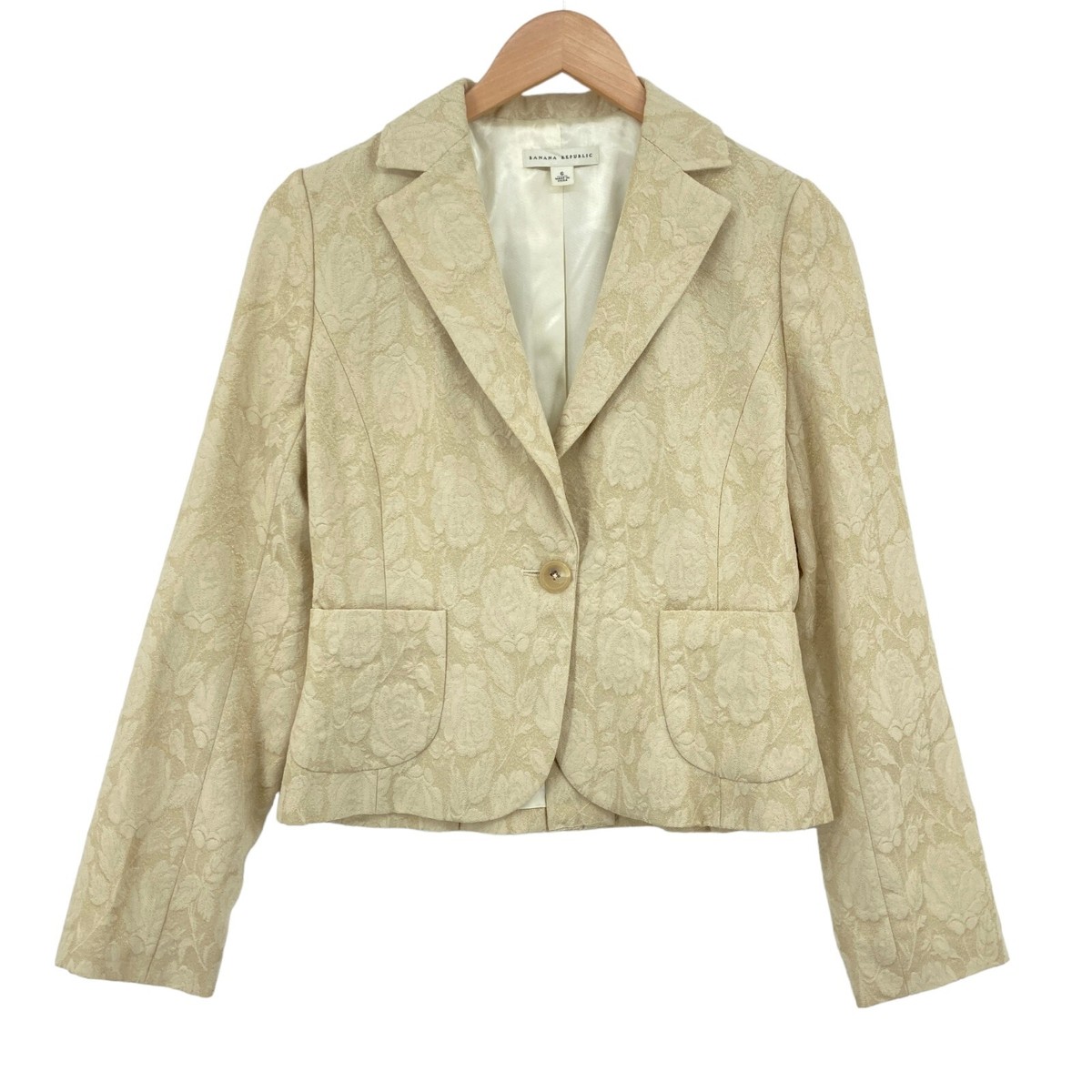 Banana Republic Blazer Jacket Womens Size 6 Beige Floral