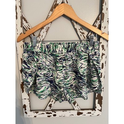 Stella McCartney Green Abstract Print Silk Shorts Size L