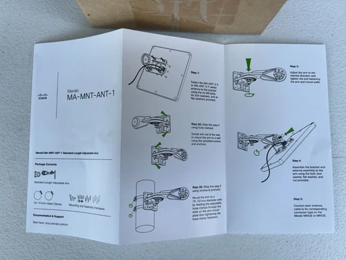 Cisco Meraki MA-MNT-ANT-1 Mounting Kit – Wall & Pole Mount Bracket