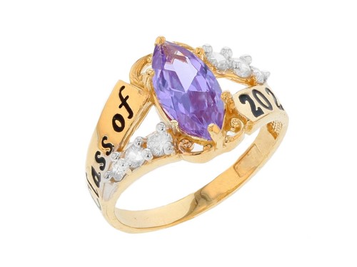 10k or 14k Gold Simulated Alexandrite Birthstone Class of 2026 Graduation Ring
