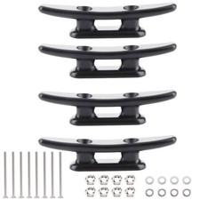 4 Pack 3" Nylon Boat Cleat Dock with Stainless Steel Screws, Black 3 inches