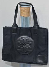 Tory Burch Ella Black Nylon Leather Trim Tote Purse