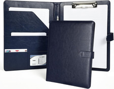 Black Faux Leather Padfolio with Clipboard Business Portfolio Folder A4 Letter