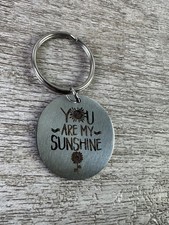 You Are My Sunshine Keychain Engraved Metal Love Gift Sunflower Sun Charm NEW