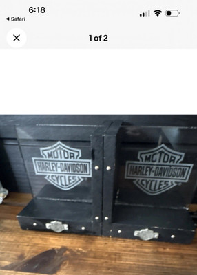 Harley-Davidson Bar & Shield Logo Black Wooden Display Case Boxes Set of 2