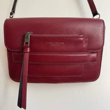 Marc Jacob’s Madison Crossbody Bag In Dark Red Saffiano Leather