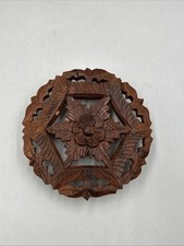 Vintage Hand Carved Teak Wood Trivet Feet Foo...