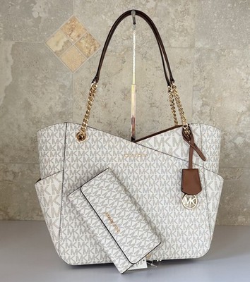 Michael Kors Jet Set Travel LG Chain Shoulder Tote Bag + Wallet MK