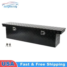 60" X 12" X 14" Black Aluminum Pickup Truck Bed Tool Box Trailer Storage w/ Lock