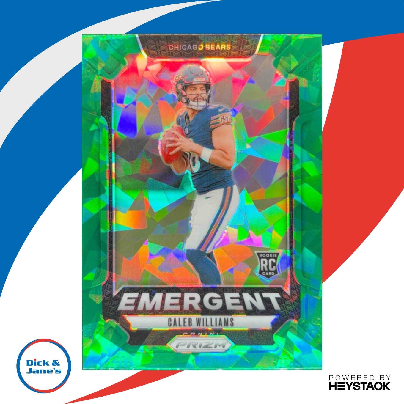 2024 Panini Prizm Caleb Williams Emergent Green Ice #1 RC Chicago Bears