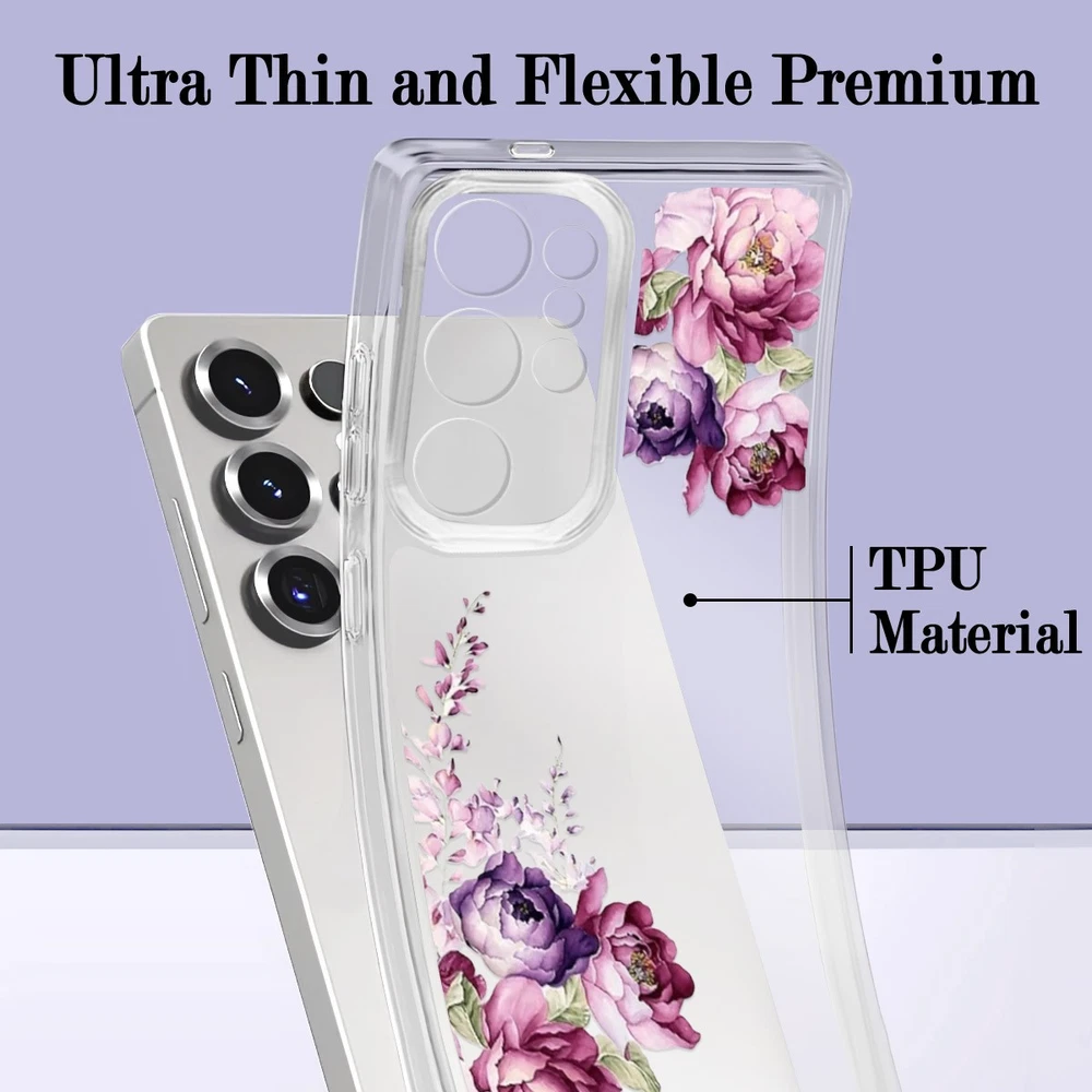 Crystal Clear Floral Phone Case for Samsung Galaxy S24 FE S23 S25 A25 A34