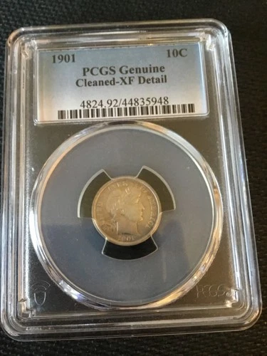 1901 barber dime xf detail cleaned