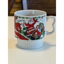 Vintage Christmas Santa Sleigh Reindeer Stack...