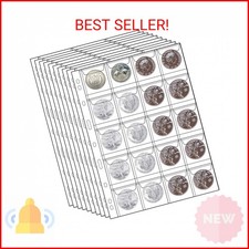 10 Sheets Coin Collection Pages,Coin Binder Inserts Sleeves with 9 Hole for Coin