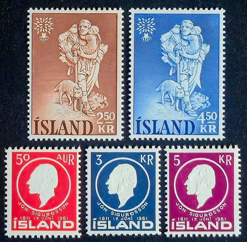 Iceland Stamps SC # 325-326, 335-337 (two sets) - Refugee/Sigurdsson, MH 1960/61