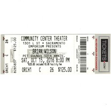 BRIAN WILSON Concert Ticket Stub SACRAMENTO 10/15/16 BEACH BOYS PET SOUNDS TOUR
