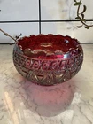 Vintage Imperial Ruby Red Iridecent Carnival Glass Diamond Lace Bowl 7"