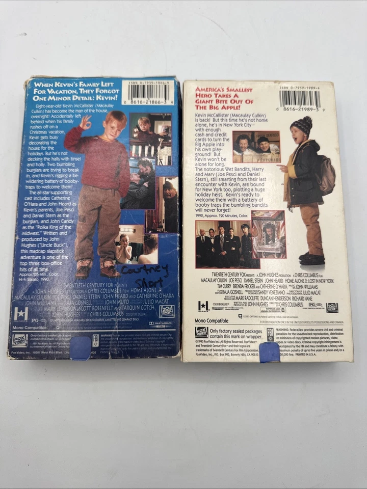 Home Alone 1 & 2 VHS Movie Lot (1991, 1992) Macauley Culkin Christmas Holiday - Image 2 of 4