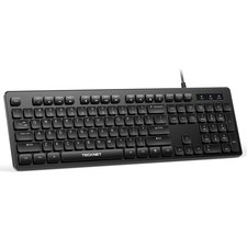 Wired Keyboard Silent USB SpillResistant Slim FullSize Membrane PC Mac