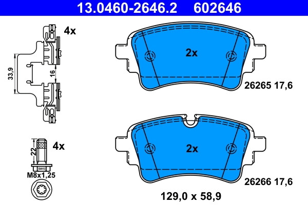Plaquettes de frein ATE 13.0460-2646.2 pour étrier de disque de frein compatible OE 80A6984