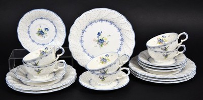 Nikko 6 x Teegedecke Vanessa Blue Peony Teetasse UT Kuchenteller Japan 18 tlg.