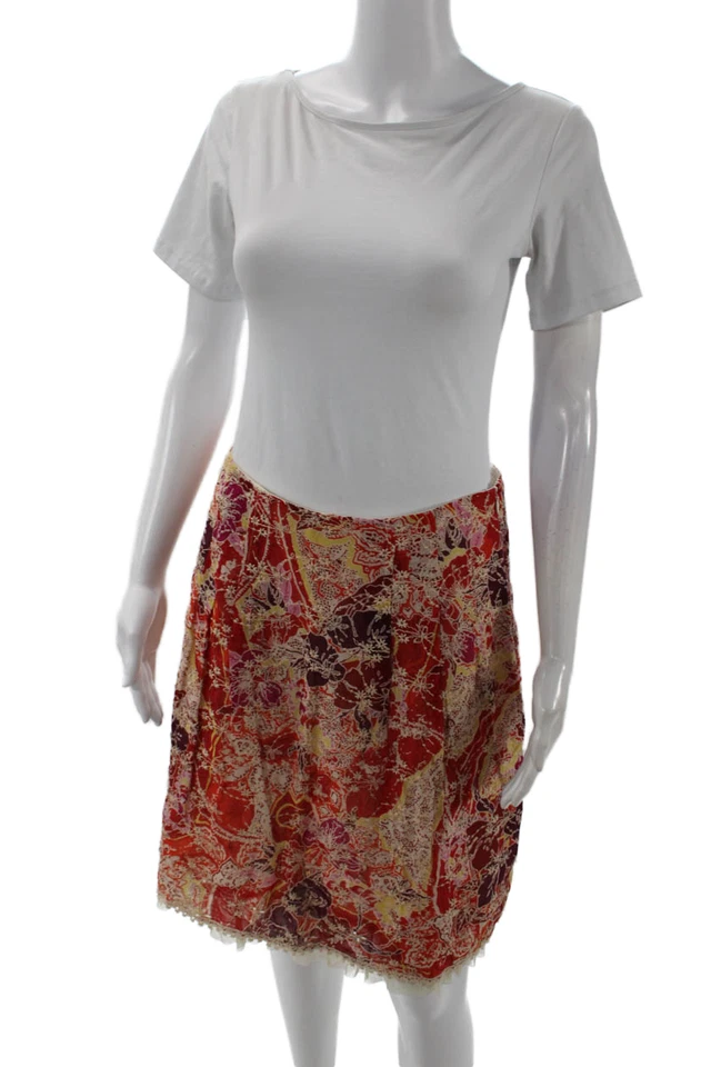 Falda floral roja con cremallera texturizada roja talla 04 Cynthia Cynthia Steffe para mujer Foto 2 de 4