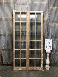 Antique French Double Doors (44x87.5) 12 Pane Glass, European Reclaimed G118