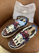 Hey Dude Men's Wally Holiday Cheers Reindeer Christmas White/Multi Shoes NEW