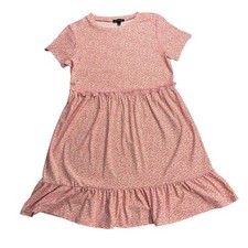 Pink M Floral Tiered Mini Dress Cottagecore Prairie Boho Soft Girl Daisy Flower