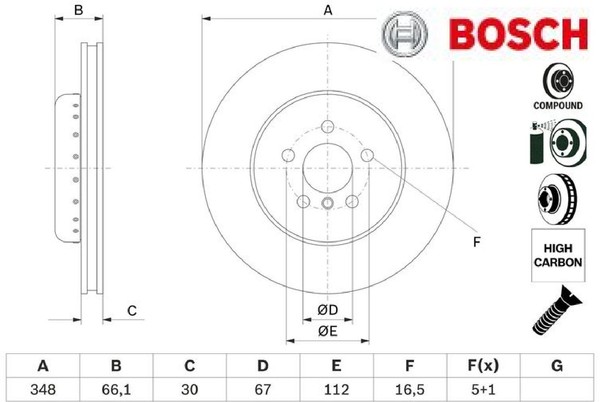2X Bremsscheibe Bosch 0986479F57 2 Bremsscheiben Vorderachse Vorne FüR Bmw-image