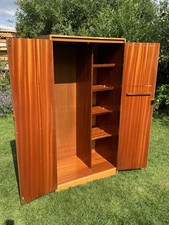Vintage mid century teak gentlemans double wardrobe