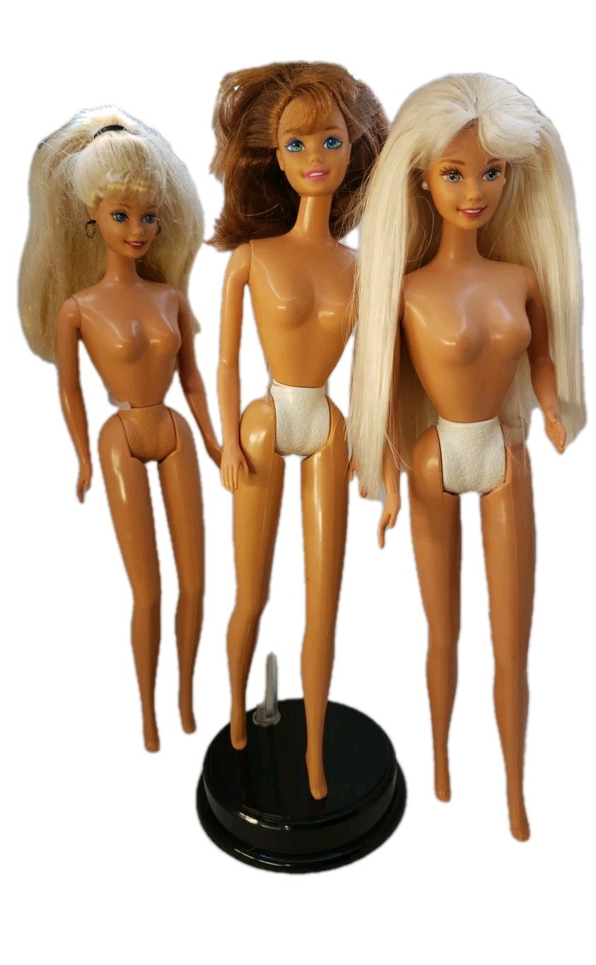 Vtg Lot Barbie Doll 1966 Body With 1976 Head Light Red And Blonde Hair Blue Eyes