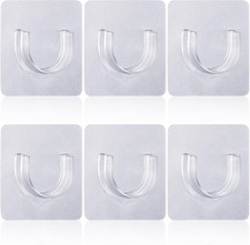6pcs Self-Adhesive Shower Rod Holder, Clear Invisible Curtain Rod Bracket, No