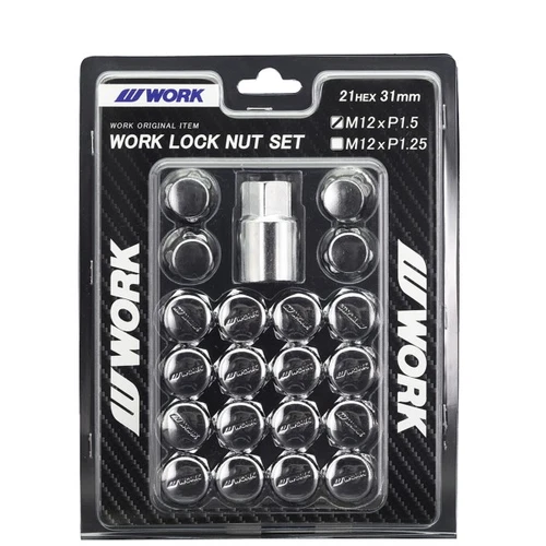 WORK 20pcs Lug&Lock Nut Set 21HEX M12x1.5 Chrome Genuine Parts