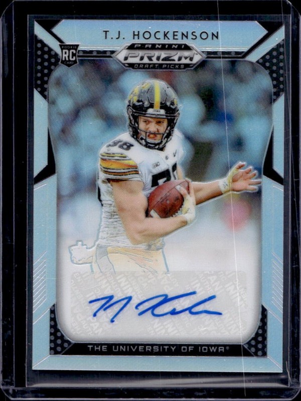 2019 Panini Prizm Draft Picks T.J. Hockenson Prizm Silver Auto RC #268 Hawkeyes