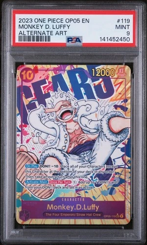 Monkey D. Luffy PSA 9 One Piece OP05-119 Gear 5 Alternate Art English Card 2023