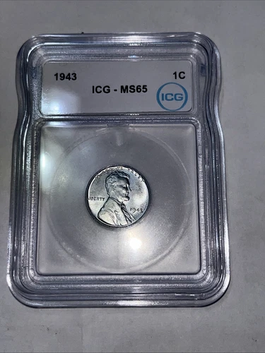 1943 Steel Wheat Penny Ms65 ICG Graded
