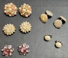 Vintage Costume Jewelry PEARL & RHINESTONE CLIP-ON EARRINGS 5 Sets LOT